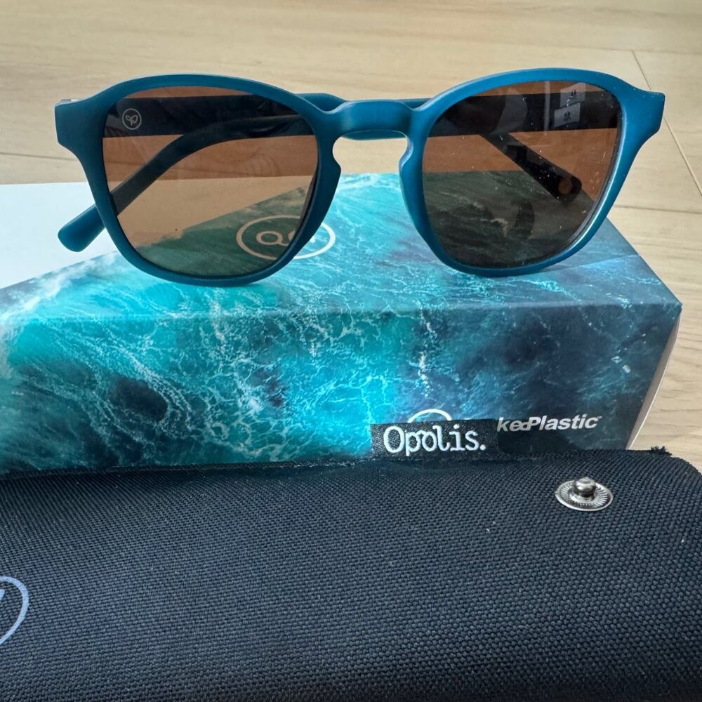 Opolis Briny Sunglasses – Blue Teal - Recycled Ocean Plastic, Polarized Lenses,